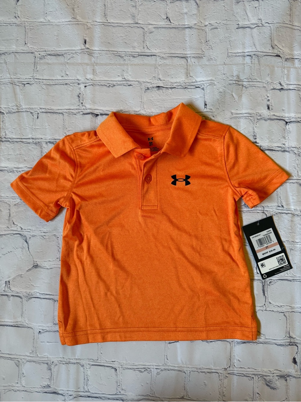 Under Armour Toddler Bright Orange Polo with Black Logo